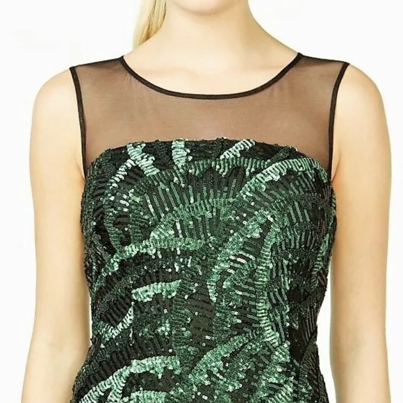 NWT / NEW Calvin Klein Sequin Illusion-Yoke Formal Gown Black Green SZ 2 - Picture 3 of 12